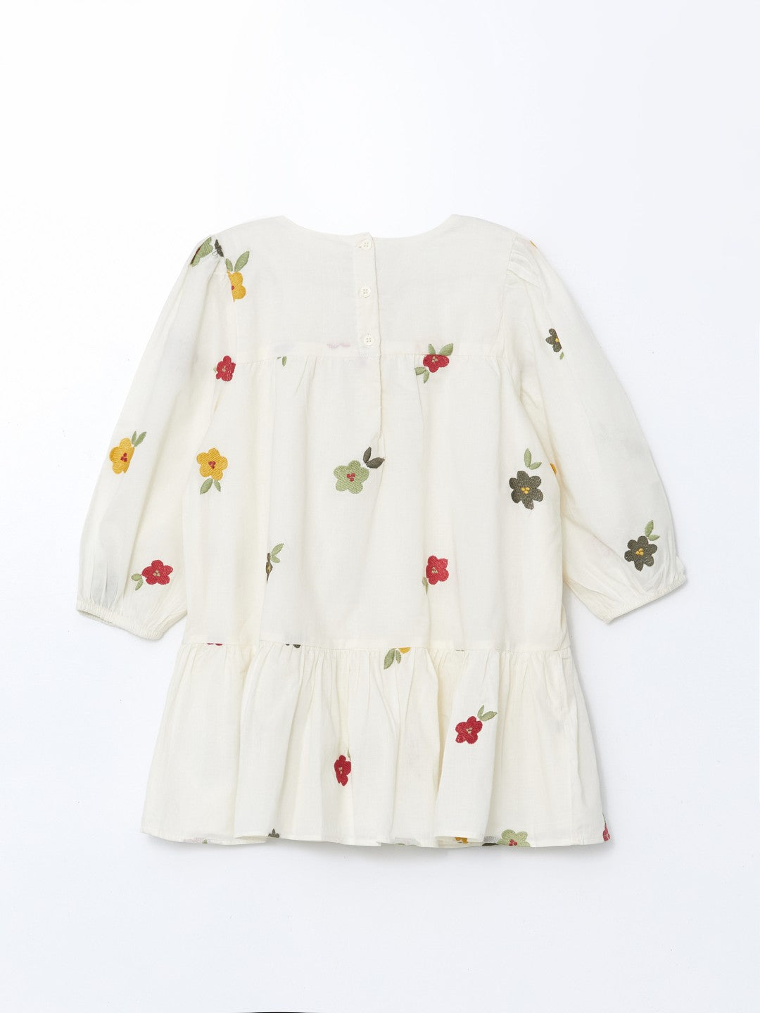 LCW Kids Floral Embroidered Poplin Flounce GirlS Dress