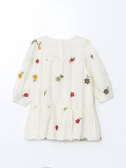 LCW Kids Floral Embroidered Poplin Flounce GirlS Dress