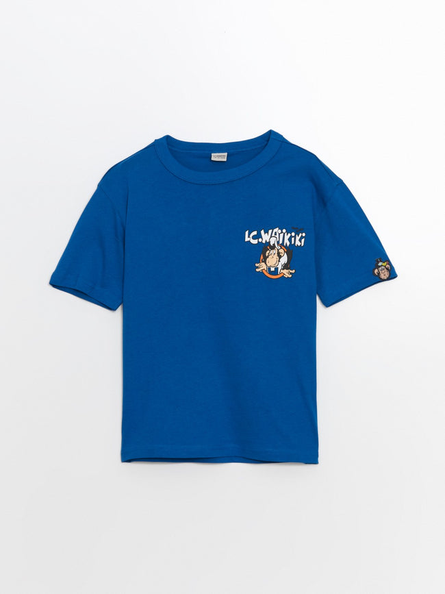 LCW Kids Crew Neck Nostalgic Monkey Printed BoyS T-Shirt Hover Image