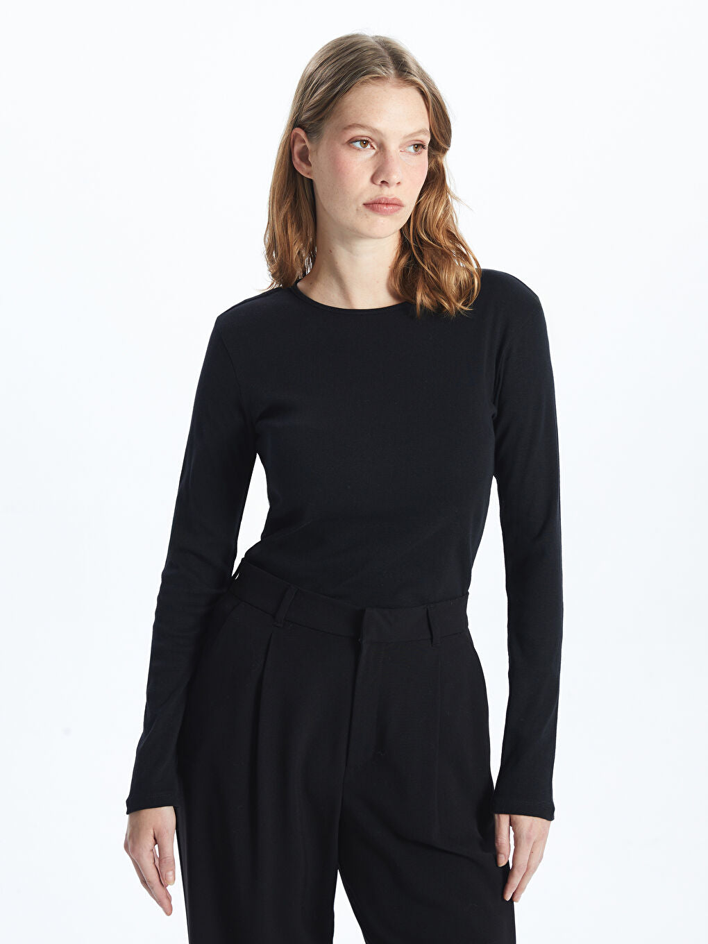 LCWAIKIKI Classic Blue Crew Neck Women Bodysuit