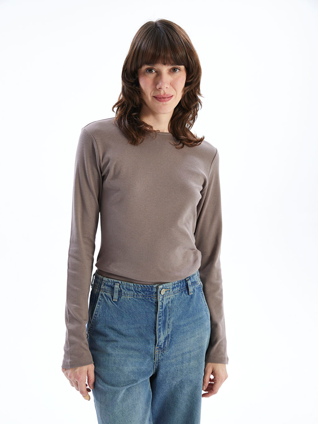 LCWAIKIKI Classic Blue Crew Neck Women Bodysuit