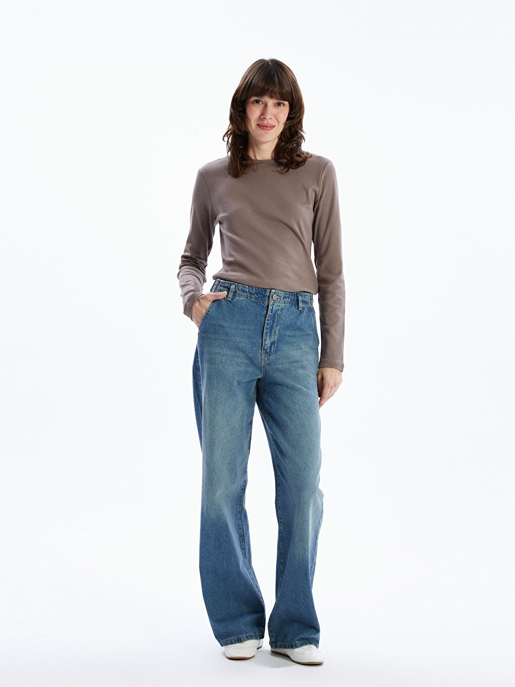 LCWAIKIKI Classic Blue Crew Neck Women Bodysuit