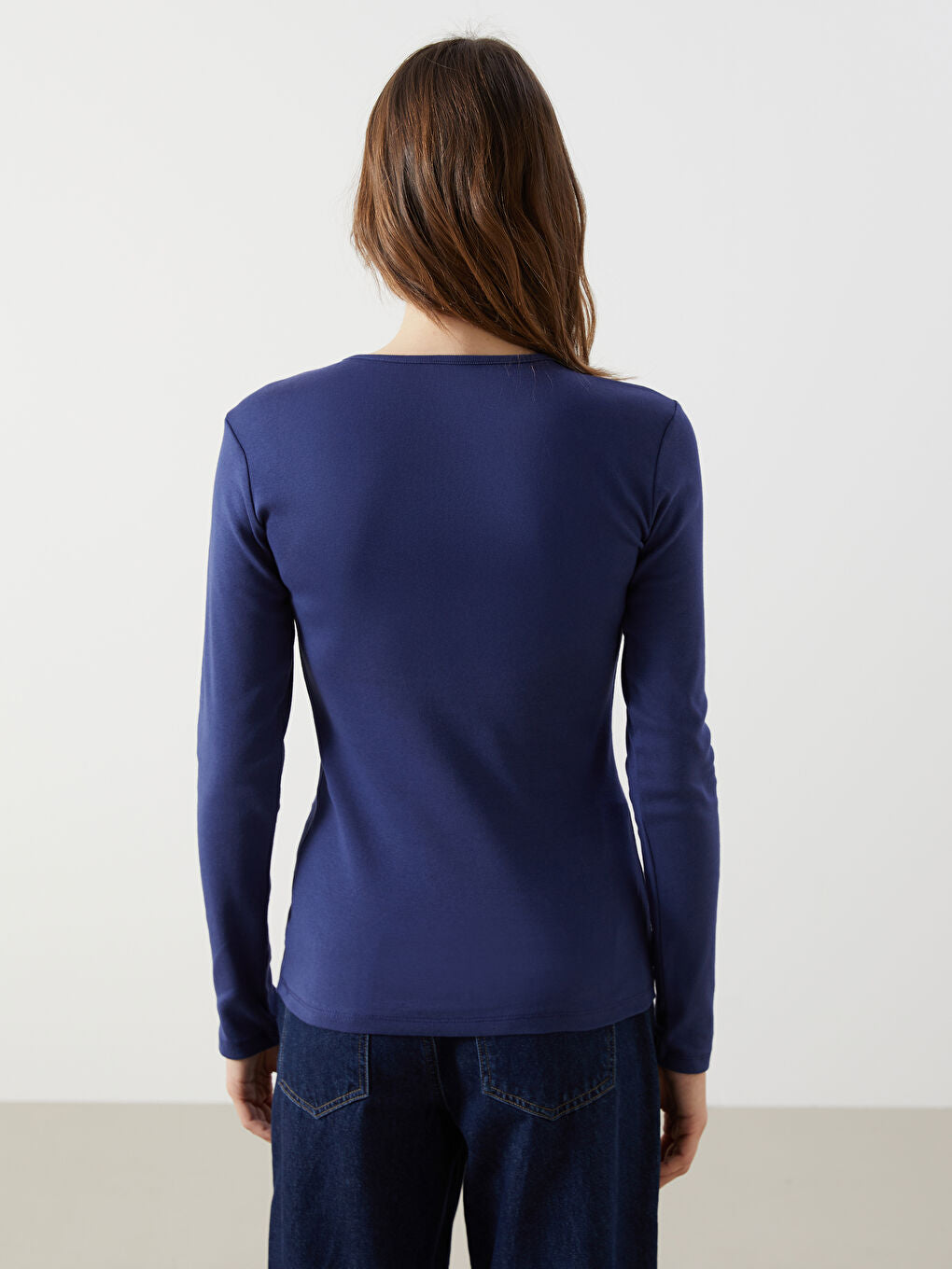 LCWAIKIKI Classic Blue Crew Neck Women Bodysuit