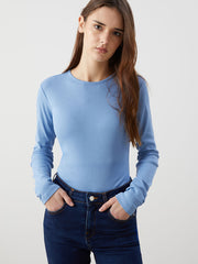 LCWAIKIKI Classic Blue Crew Neck Women Bodysuit