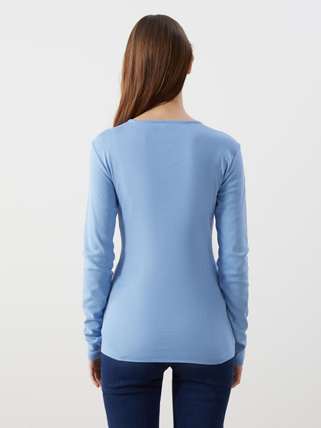 LCWAIKIKI Classic Blue Crew Neck Women Bodysuit