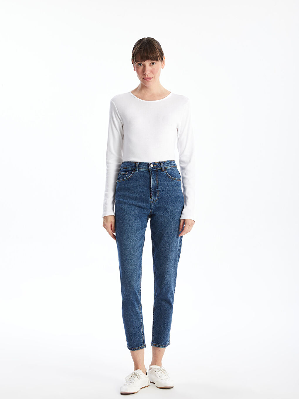 LCWAIKIKI Classic Blue Crew Neck Women Bodysuit