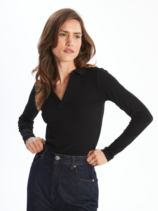 LCW Classic Polo Neck Women Bodysuit Hover Image