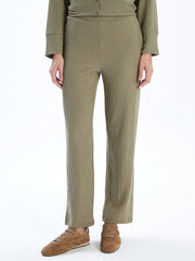 LCW Classic Elastic Waist Textured Women Trousers