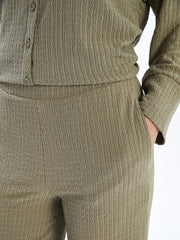 LCW Classic Elastic Waist Textured Women Trousers