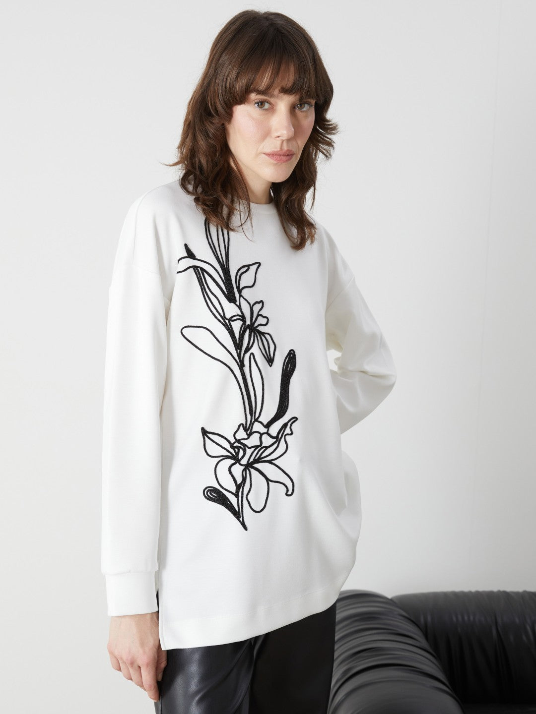 LCW Classic Crew Neck Printed Oversize Women Tunic