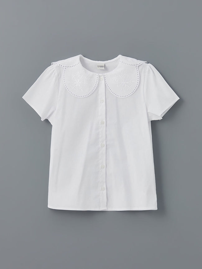 LCW Kids White Baby Collar Floral Girl Shirt Hover Image