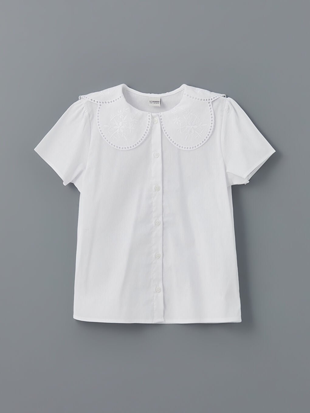 LCW Kids White Baby Collar Floral Girl Shirt