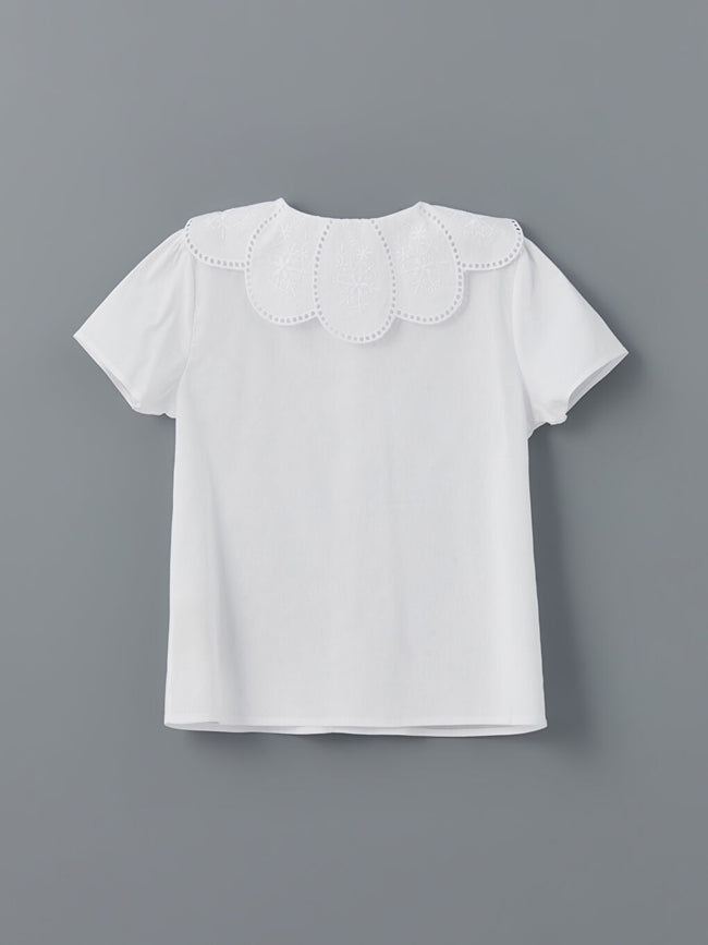 LCW Kids White Baby Collar Floral Girl Shirt Main Image