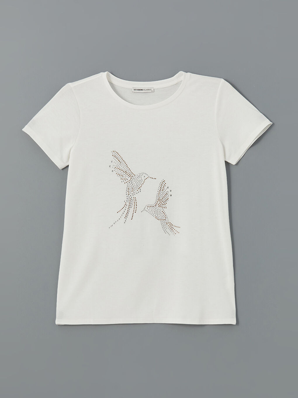 LCWAIKIKI Classic Ecru Crew Neck Printed Women T-Shirt