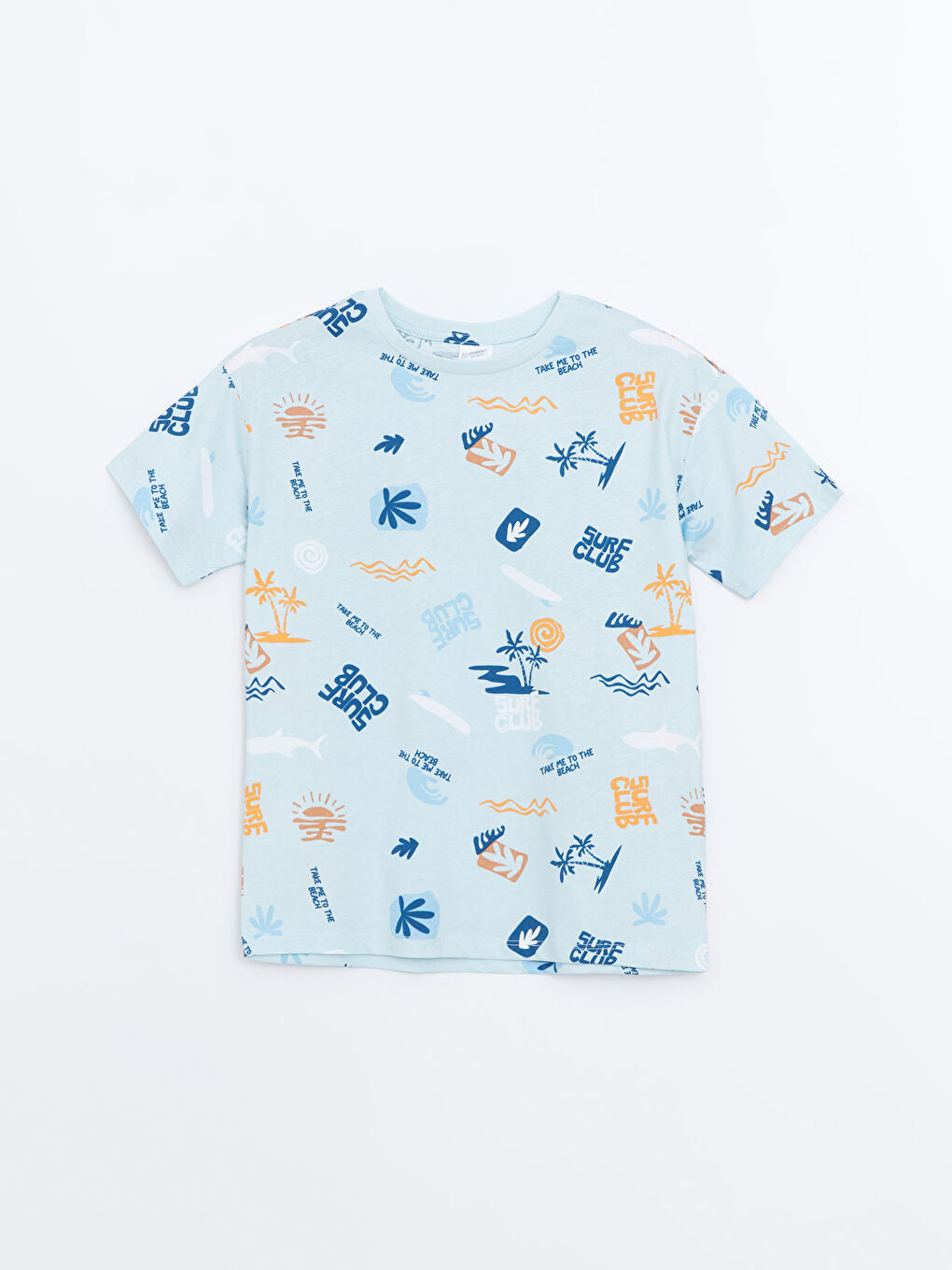 LCW Kids Blue Crew Neck Boy Shorts Pajama Set