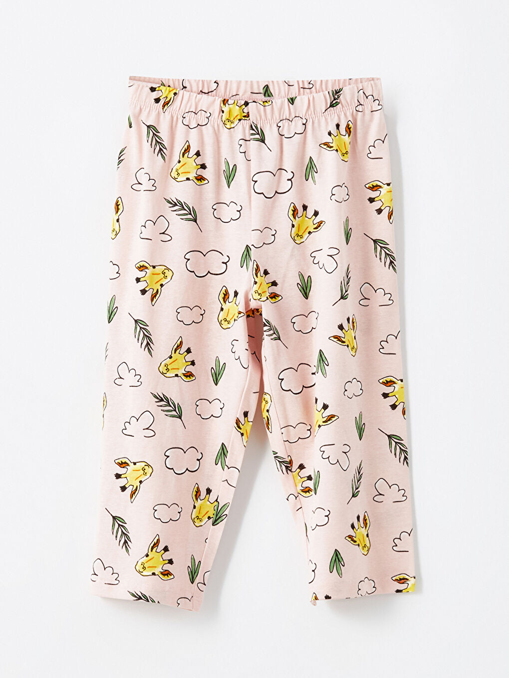 LCW Kids Ecru Crew Neck Girls Pajama Set