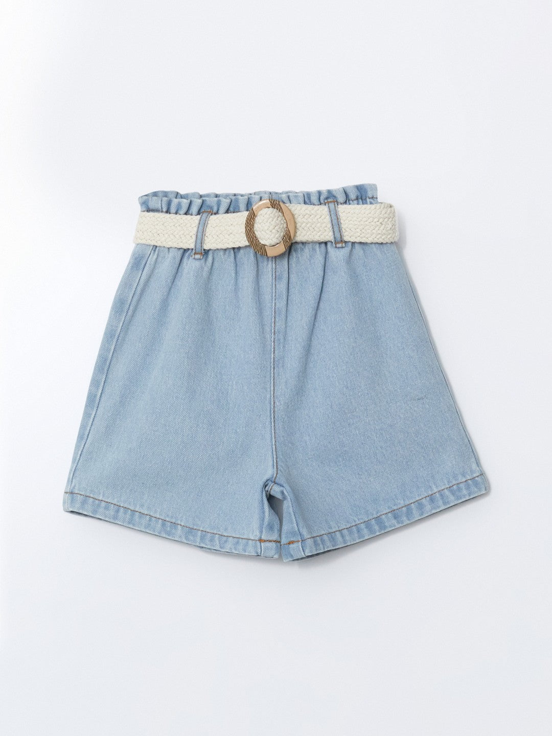 LCW Kids Elastic Waist Belted Girls Shorts