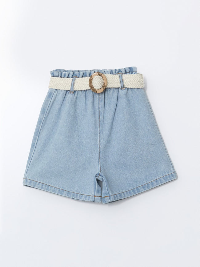LCW Kids Elastic Waist Belted Girls Shorts Main Image