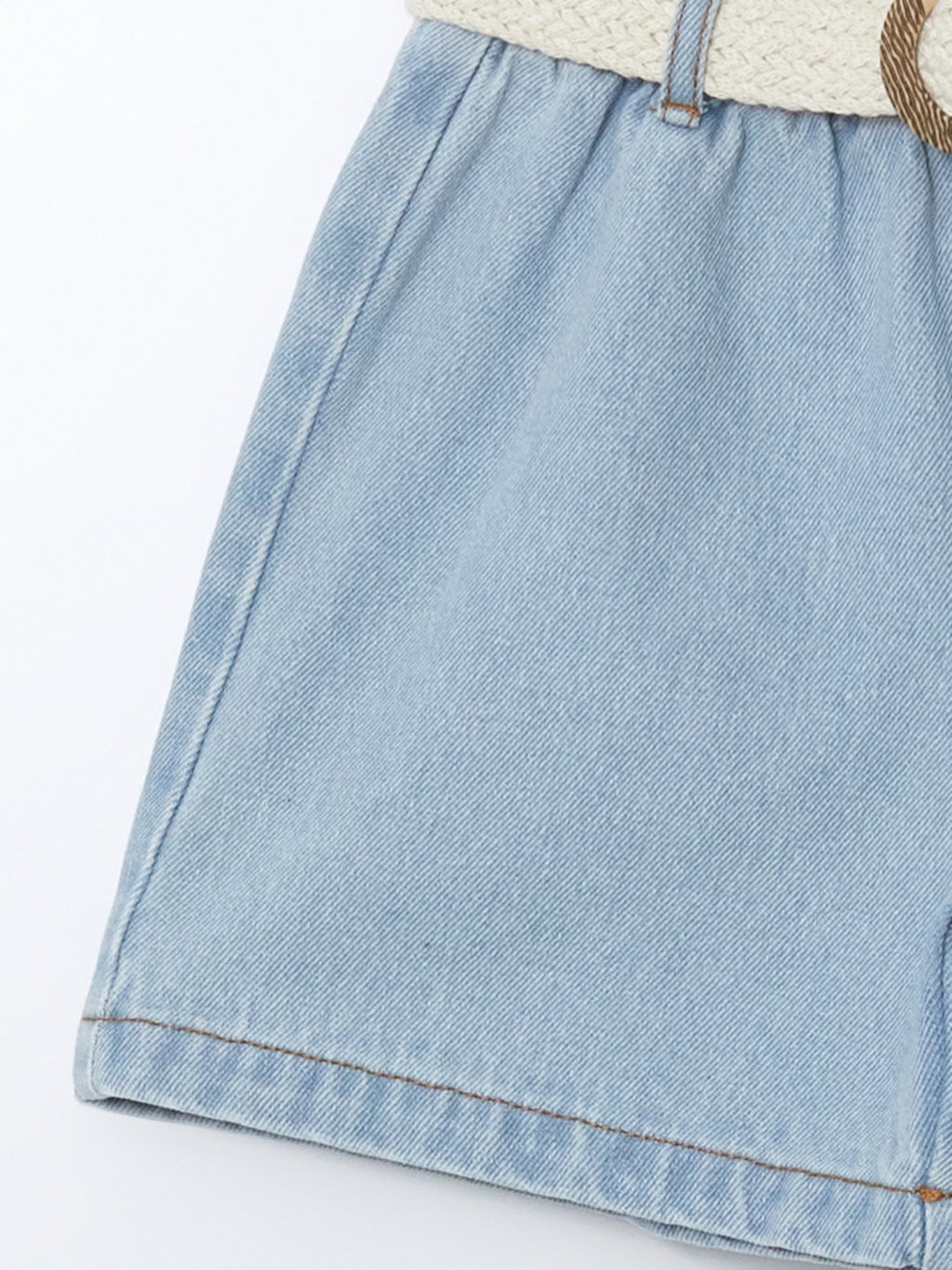 LCW Kids Elastic Waist Belted Girls Shorts