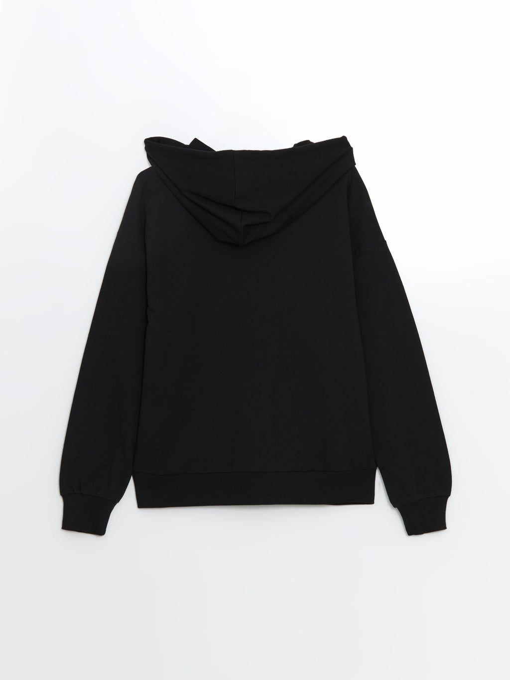 LCW Classic Black Hooded Oversize Women Zippered Sweatshirt