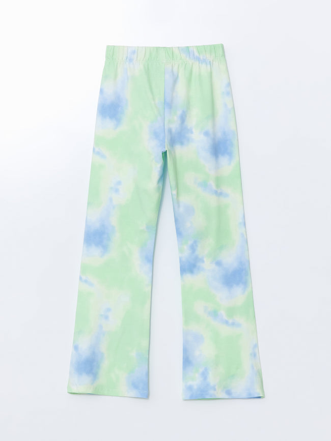 Elastic Waist Tie Dye Patterned Girls Leggings Main Image