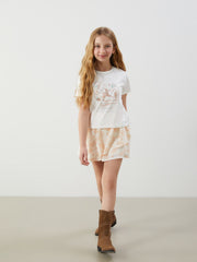 LCW Kids Elastic Waist Girl Shorts Skirt