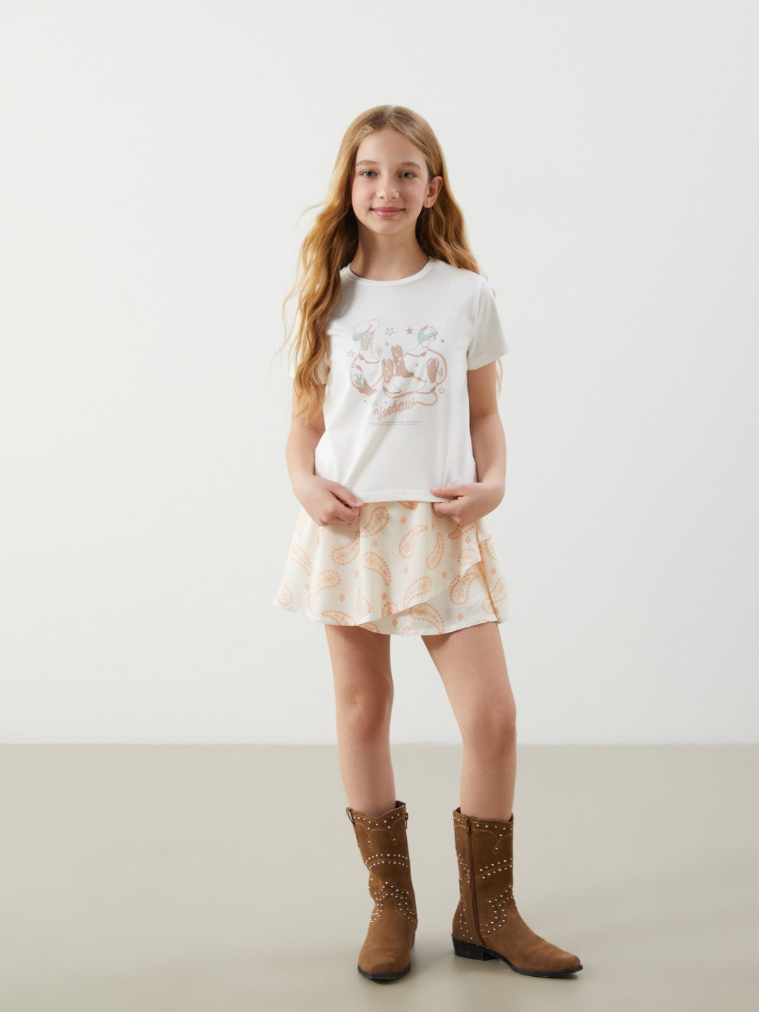 LCW Kids Elastic Waist Girl Shorts Skirt