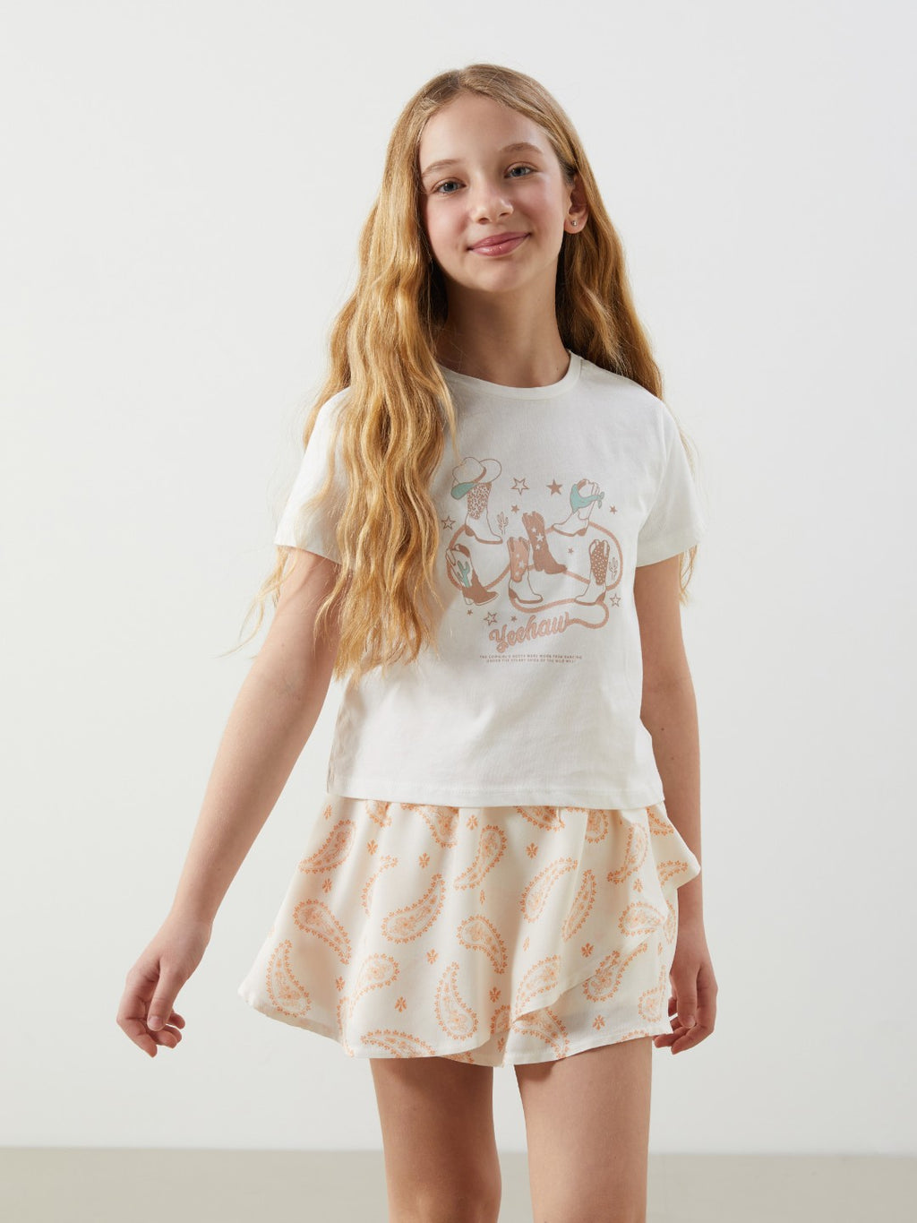 LCW Kids Elastic Waist Girl Shorts Skirt