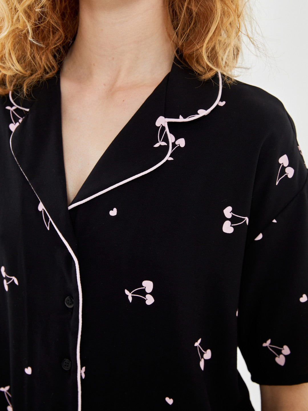 LCW Dream Shirt Collar Patterned Women Pajama Set