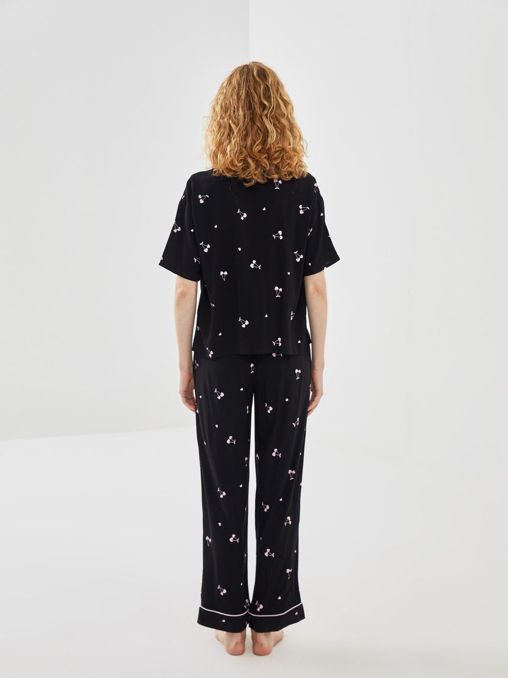 LCW Dream Shirt Collar Patterned Women Pajama Set