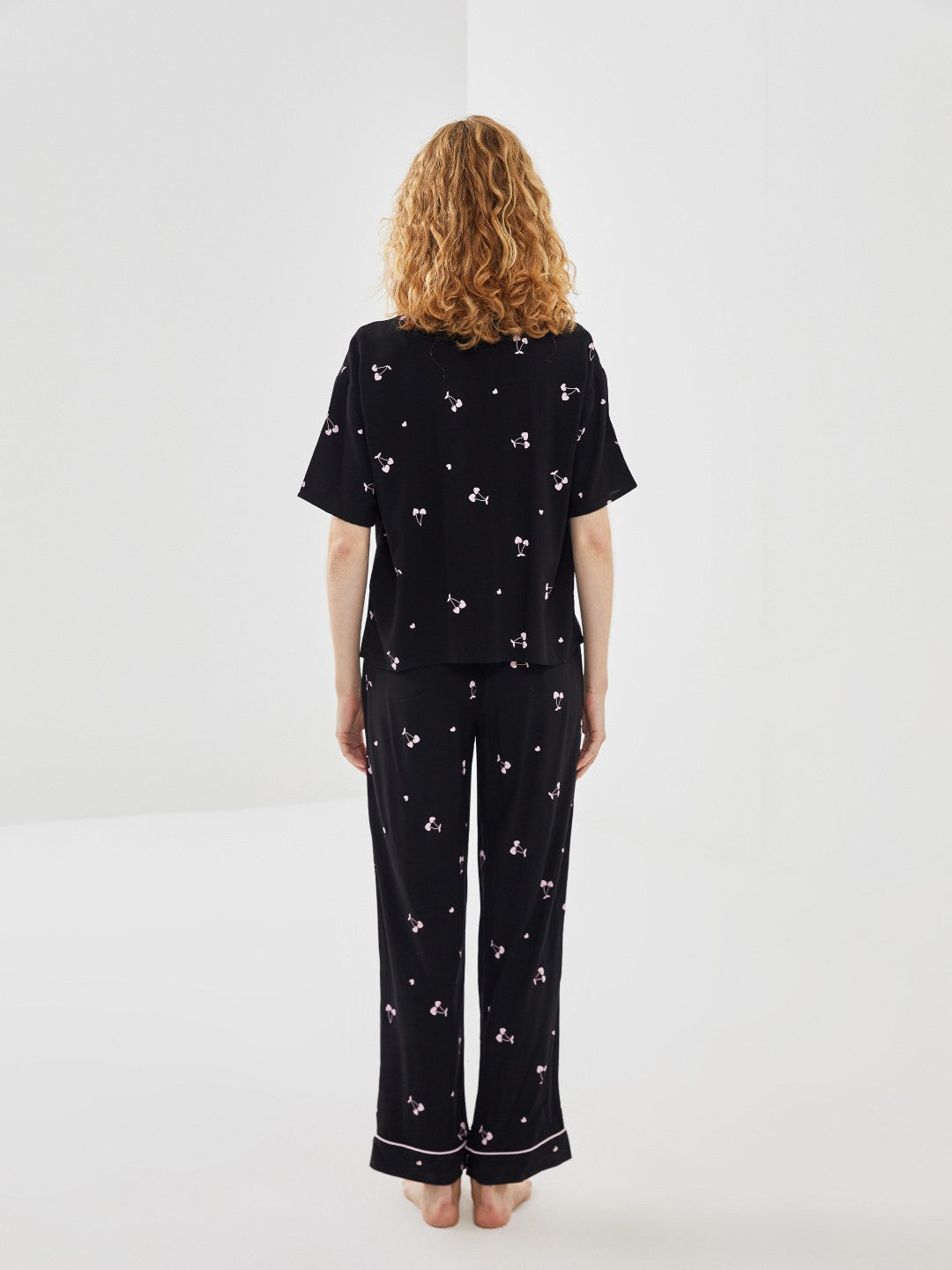 LCW Dream Shirt Collar Patterned Women Pajama Set