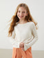LCW Kids Crew Neck Textured Girls Crop T-Shirt