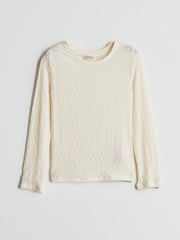 LCW Kids Crew Neck Textured Girls Crop T-Shirt