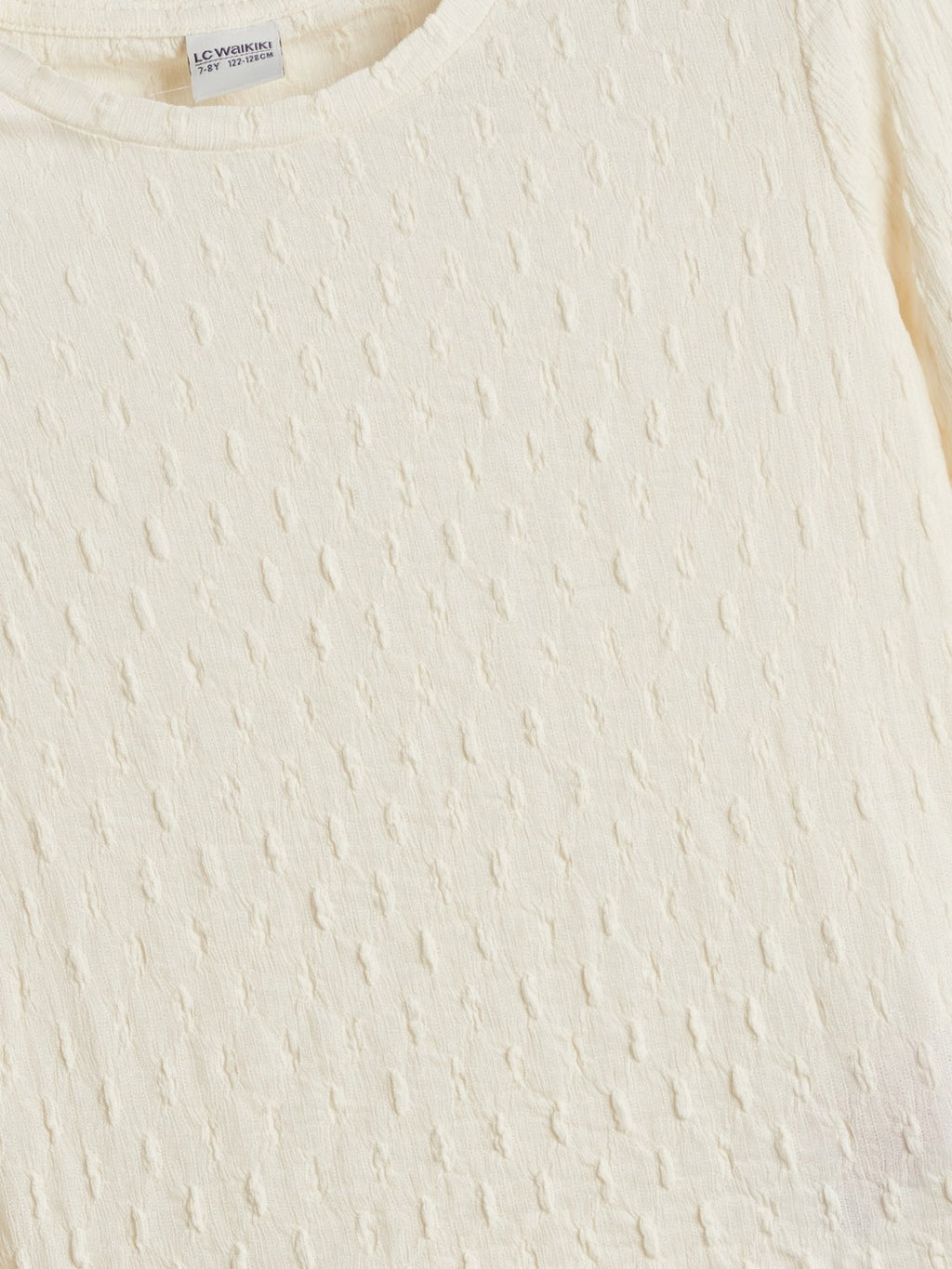 LCW Kids Crew Neck Textured Girls Crop T-Shirt