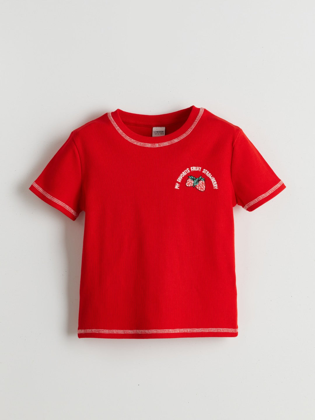 LCW Kids Crew Neck Girls Crop T-Shirt