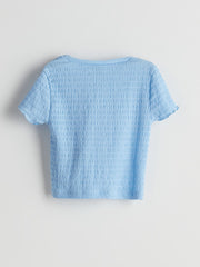 LCW Kids Crew Neck Cherry Printed Girls Crop T-Shirt