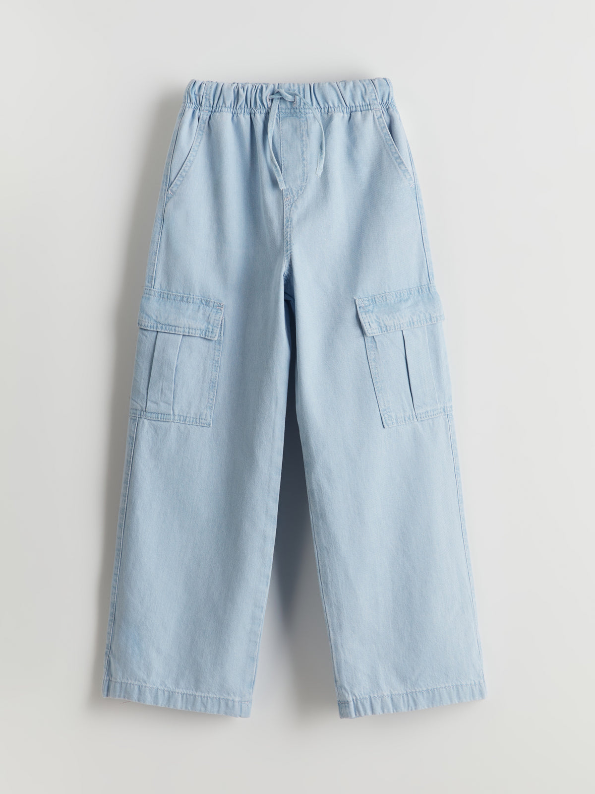 Elastic Waist Girls Cargo Jeans