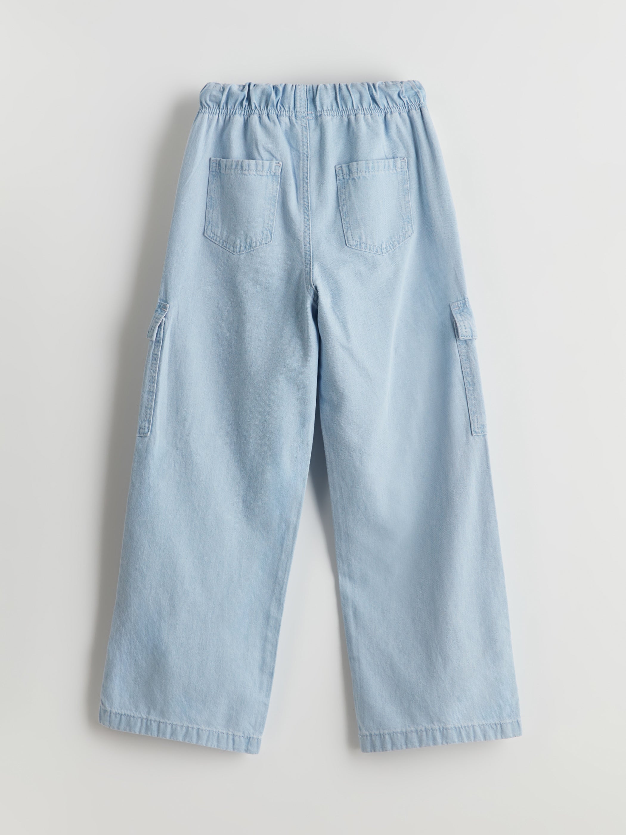 Elastic Waist Girls Cargo Jeans