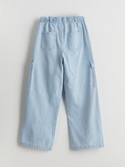 Elastic Waist Girls Cargo Jeans