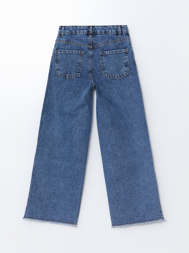 Adjustable Waist Elastic Floral Girl Jeans Main Image