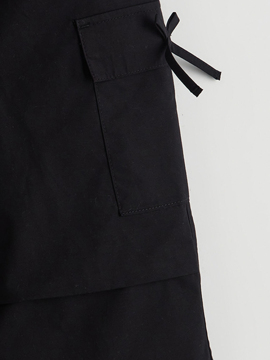 Elastic Waist Bow Detailed Girls Cargo Pants