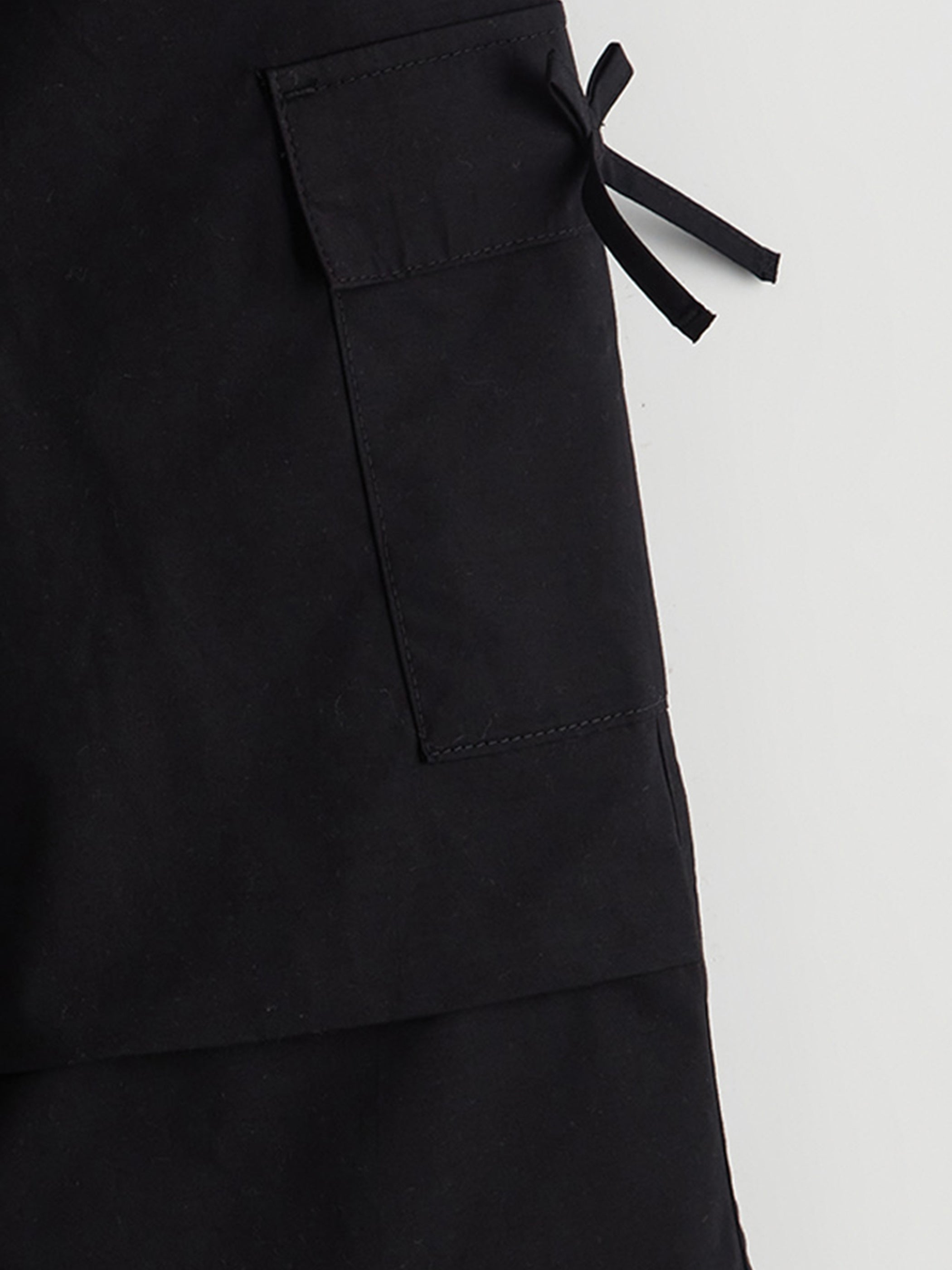 Elastic Waist Bow Detailed Girls Cargo Pants