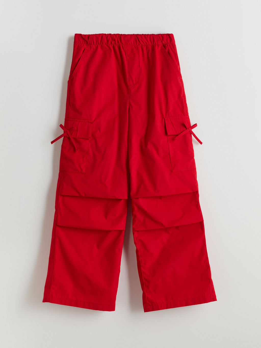 Elastic Waist Bow Detailed Girls Cargo Pants