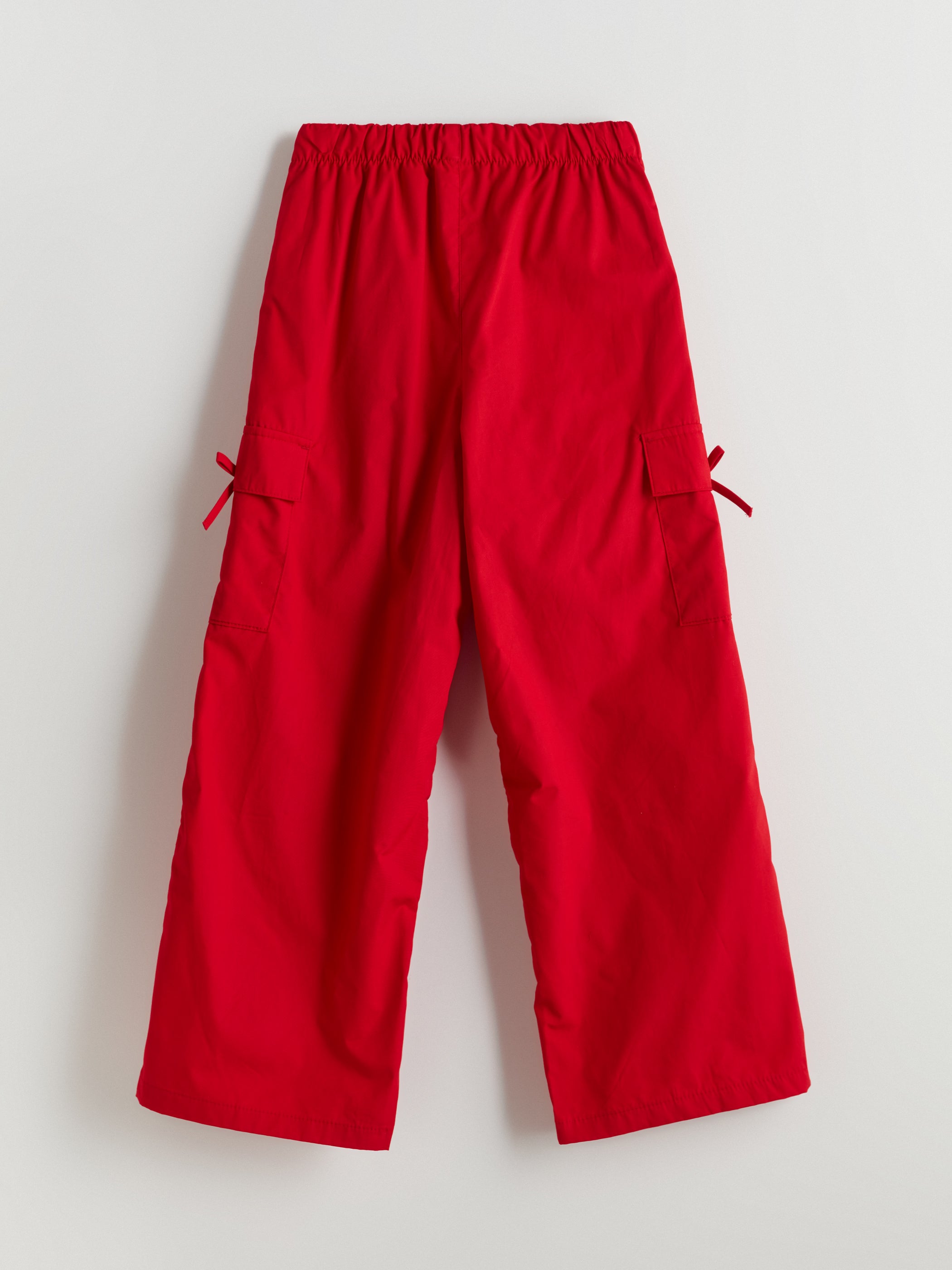 Elastic Waist Bow Detailed Girls Cargo Pants