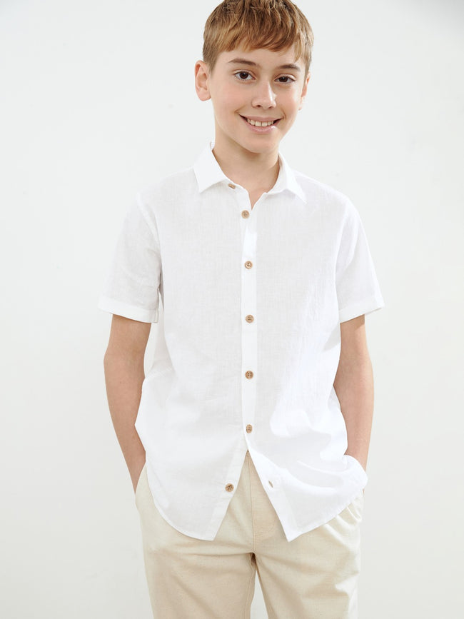 LCW Kids Linen Blend Boy Shirt Hover Image