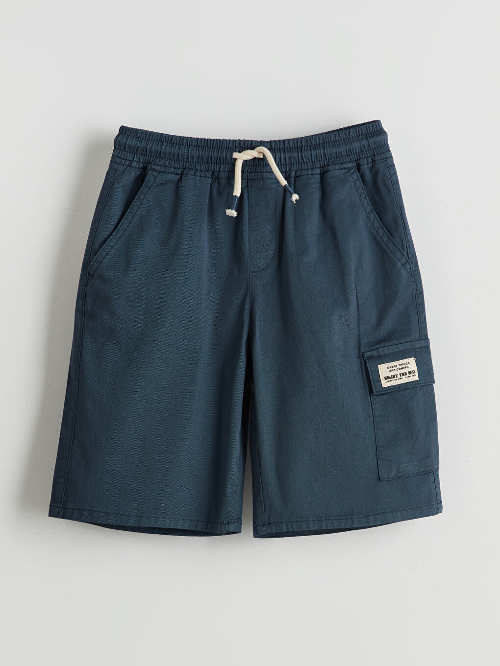 LCW Kids Indigo Elastic Waist Boy Cargo Shorts