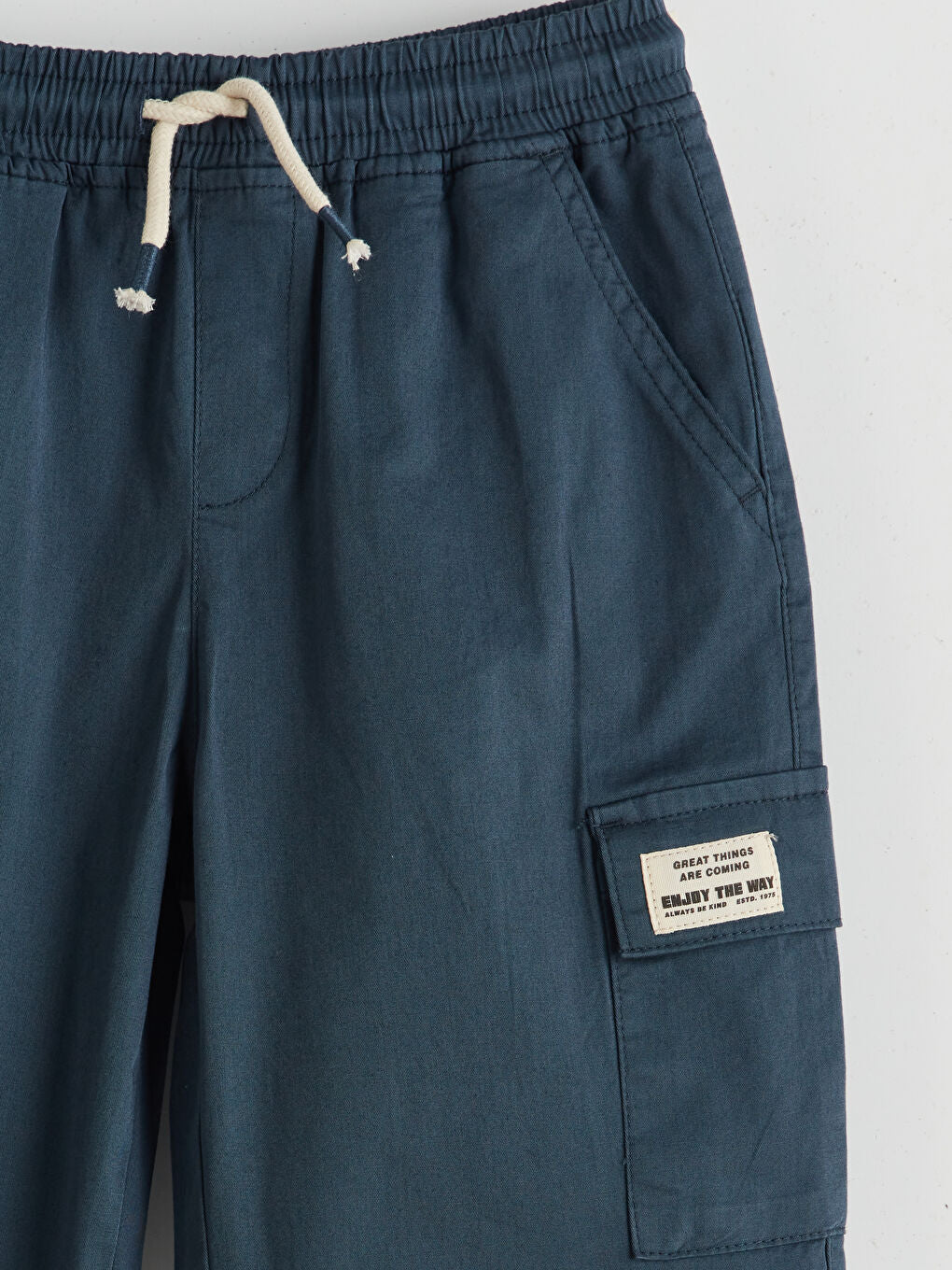 LCW Kids Indigo Elastic Waist Boy Cargo Shorts