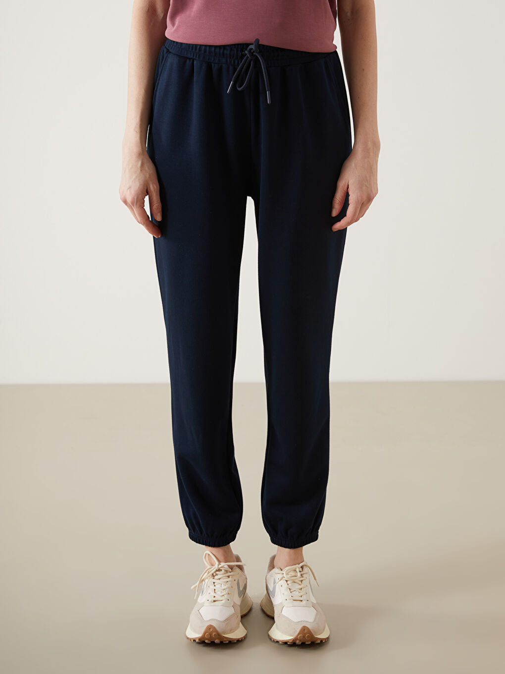 LCWAIKIKI Classic Navy Blue Elastic Waist Women Jogger Sweatpants