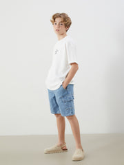 LCW Kids Elastic Waist Boy Cargo Jean Shorts