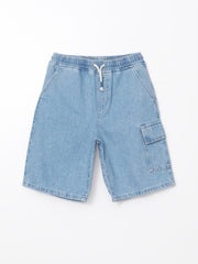 LCW Kids Elastic Waist Boy Cargo Jean Shorts